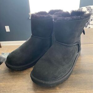 Black Suede Fur-Lined Boots